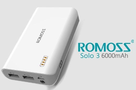 Romoss Solo 3 Small Powerbank Real 6000Mah